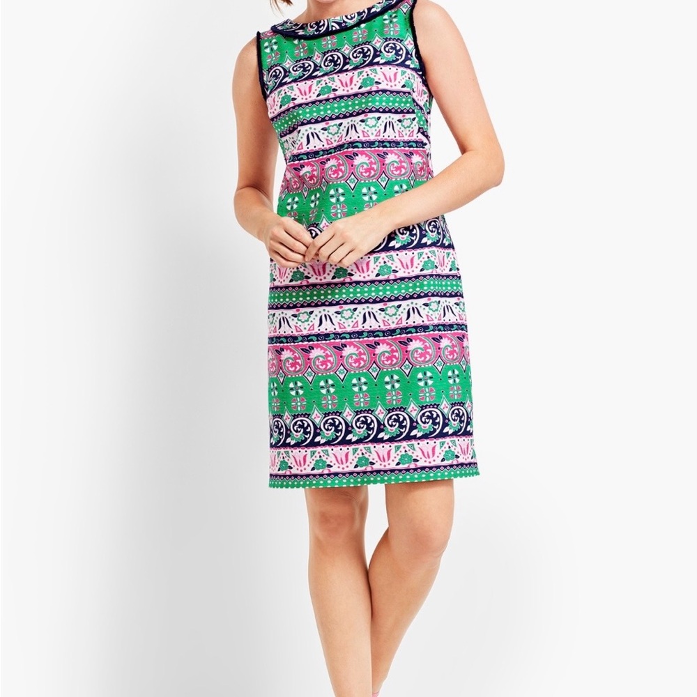 Talbots Fringed Stealth Multicolor Patterned Dress